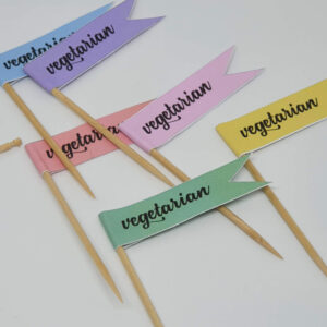 Toothpick food flags vegetarian close up