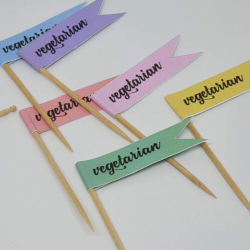 Toothpick food flags vegetarian close up