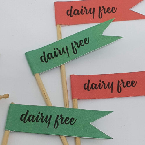 Toothpick food flags Christmas dairy free close up