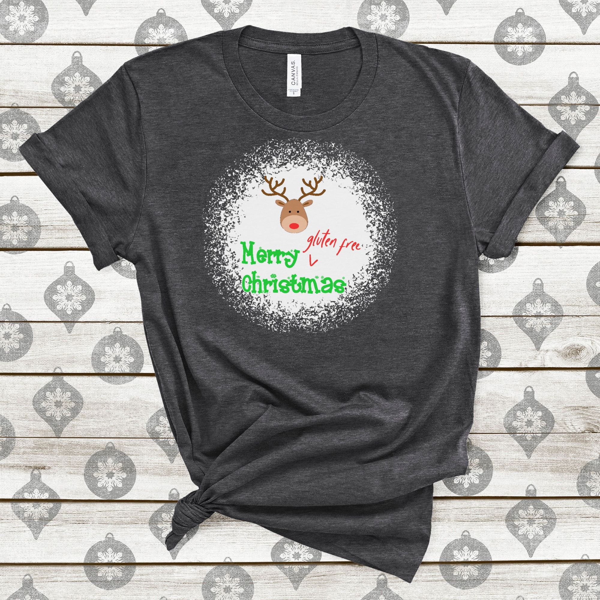SHIRTS-2024-Merry-Gluten-Free-Christmas-REINDEER-Shirt-DARK-GREY-Heather-2-Bella-3001-Womens