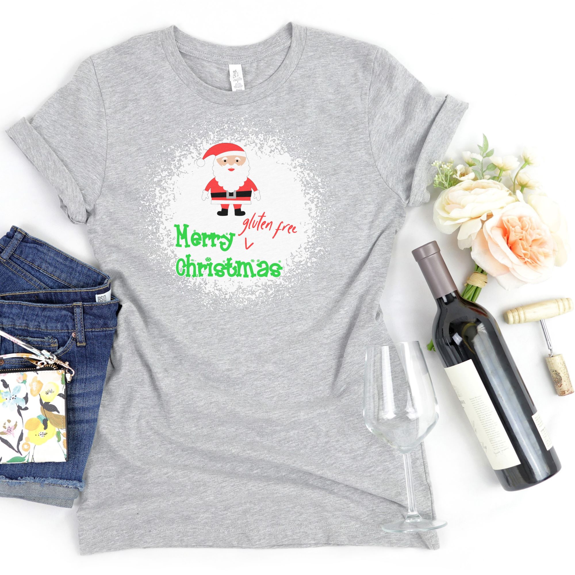 SHIRTS-2024-Merry-Gluten-Free-Christmas-SANTA-Shirt-LIGHT-GREY-A-Heather-1-Bella-3001-Womens