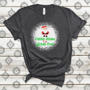 SHIRTS-2024-Santa-Knows-Im-Gluten-Free-Christmas-Shirt-DARK-GREY-Heather-2-Bella-3001-Womens