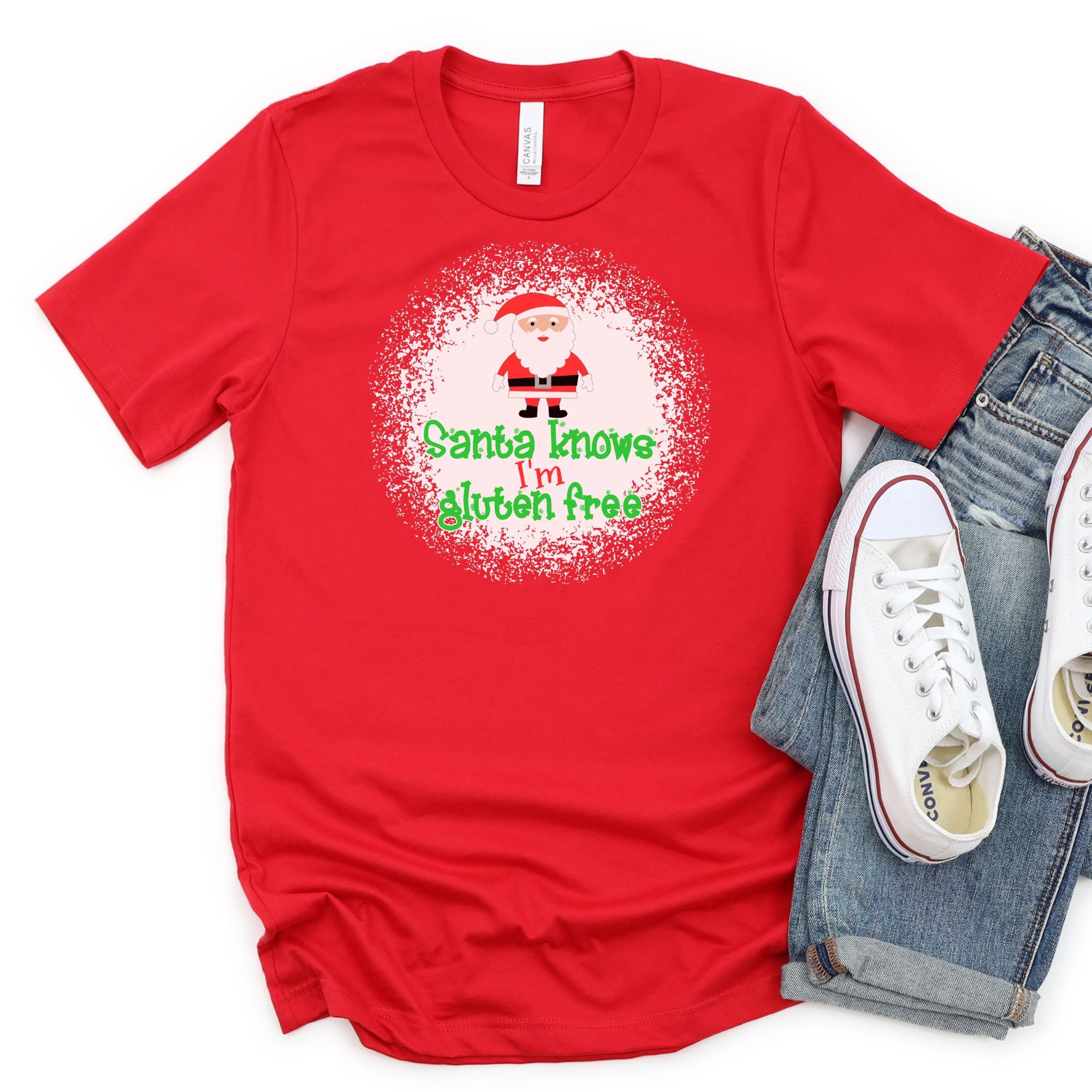 SHIRTS-2024-Santa-Knows-Im-Gluten-Free-Christmas-Shirt-RED-1-Bella-3001-Mens