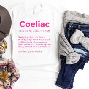 SHIRTS-2024-Coeliac-Definition-Shirt-PINK-on-WHITE-1-Bella-3001-Womens