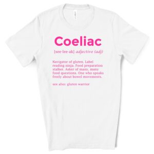 SHIRTS-2024-Coeliac-Definition-Shirt-PINK-on-WHITE-2-Bella-3001-Womens