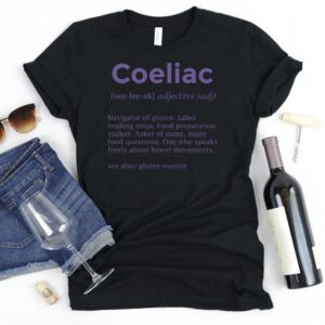 SHIRTS-2024-Coeliac-Definition-Shirt-PURPLE-on-BLACK-1-Bella-3001-Womens