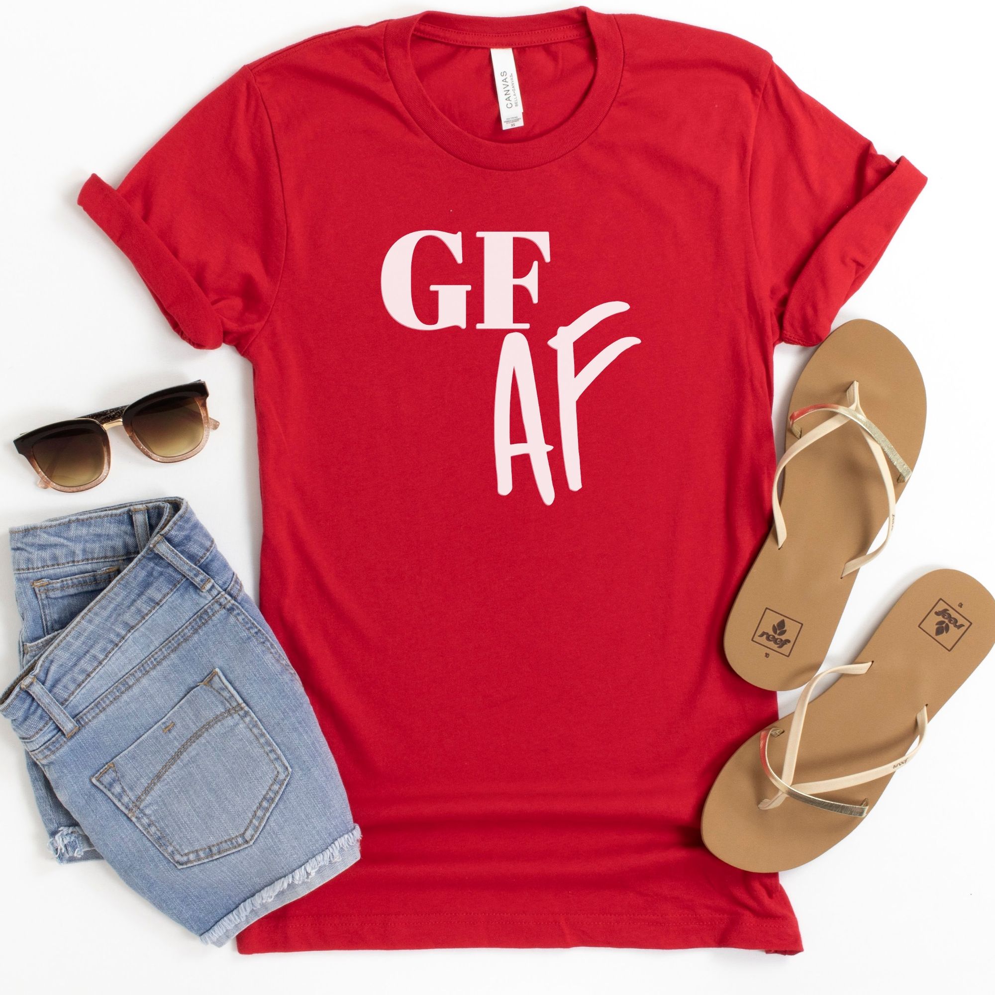 SHIRTS-2024-Gluten-Free-AF-RED-1-Bella-3001-Womens