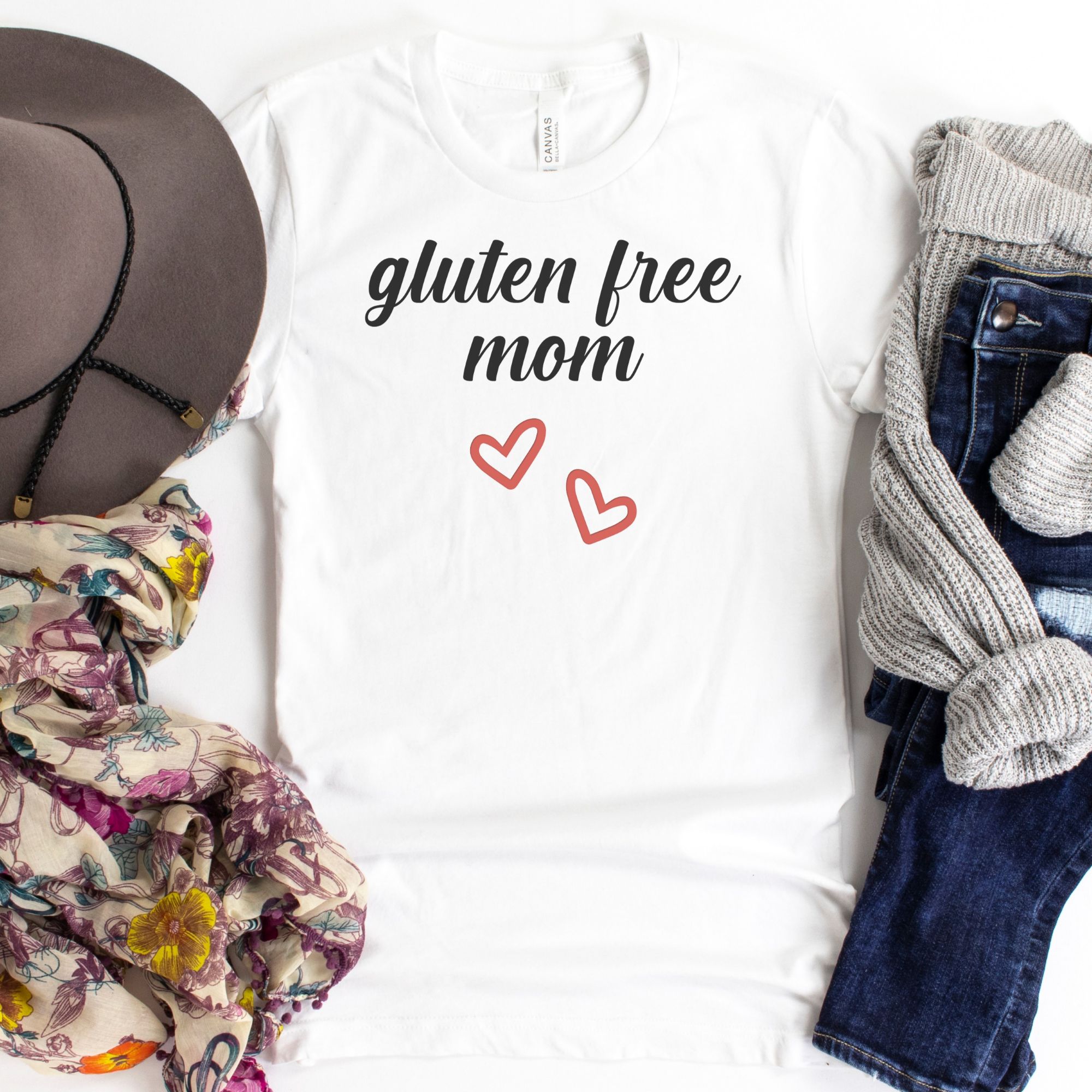 SHIRTS-2024-Gluten-Free-Mom-Shirt-WHITE-1-Bella-3001-Womens