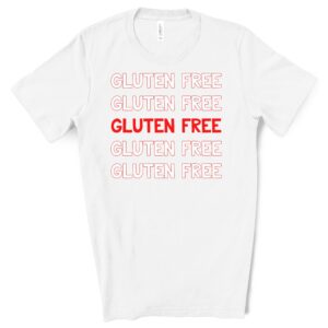 SHIRTS-2024-Gluten-Free-Repeat-Shirt-RED-on-WHITE-2-Bella-3001-Womens