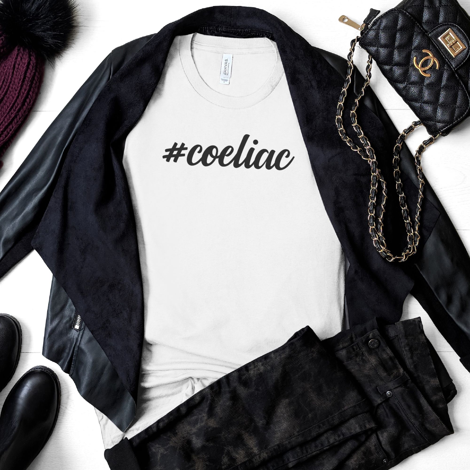 SHIRTS-2024-Hashtag-Coeliac-Shirt-WHITE-1-Bella-3001-Womens