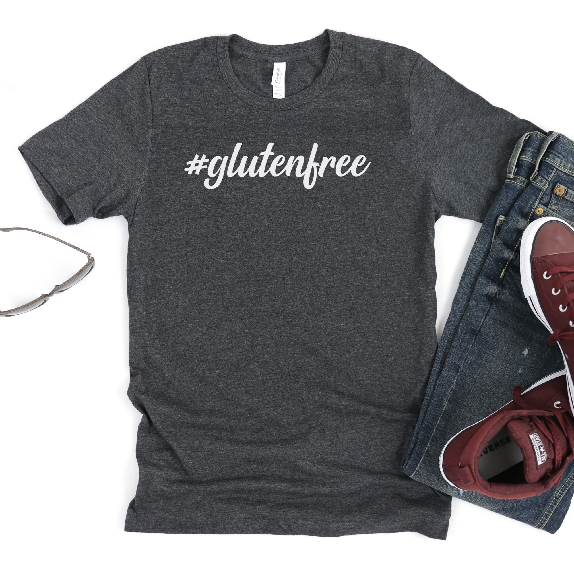 SHIRTS-2024-Hashtag-Gluten-Free-Shirt-DARK-GREY-Heather-1-Bella-3001-Mens