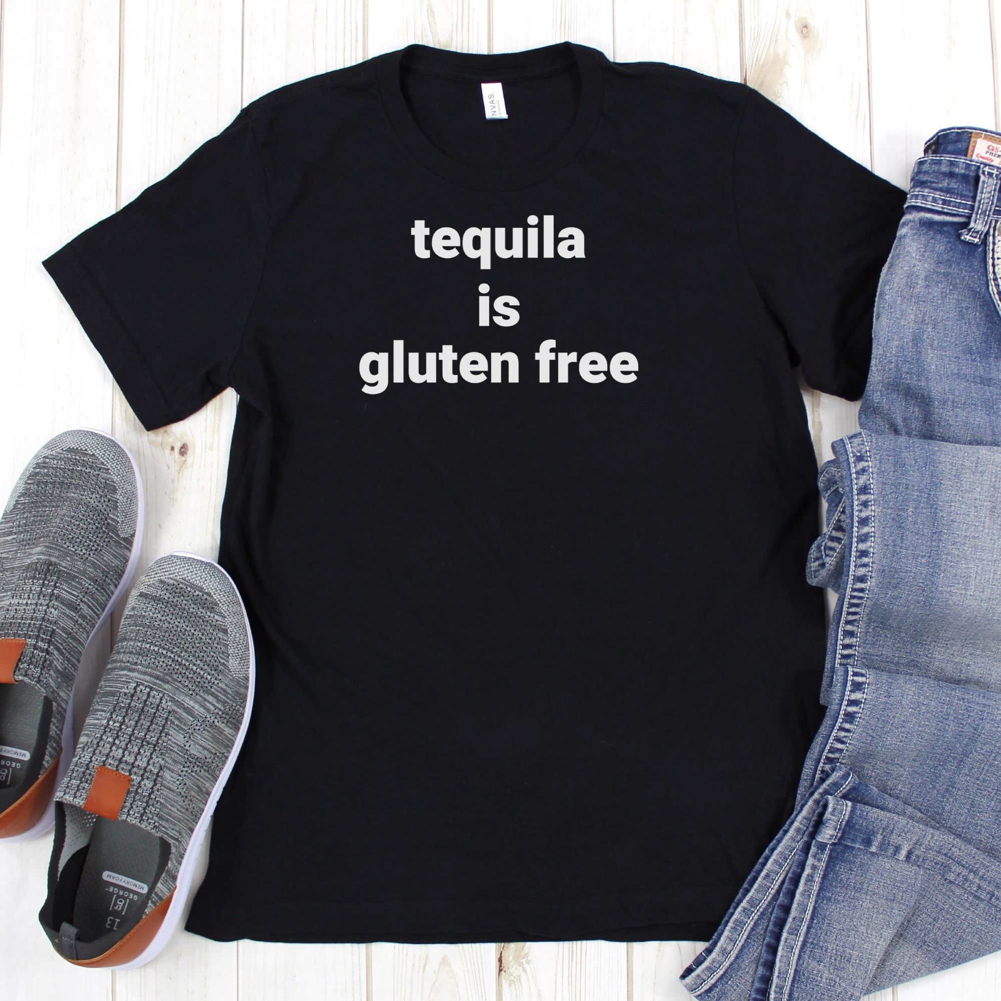 SHIRTS-2024-Tequila-is-Gluten-Free-Shirt-BLACK-1-Bella-3001-Mens