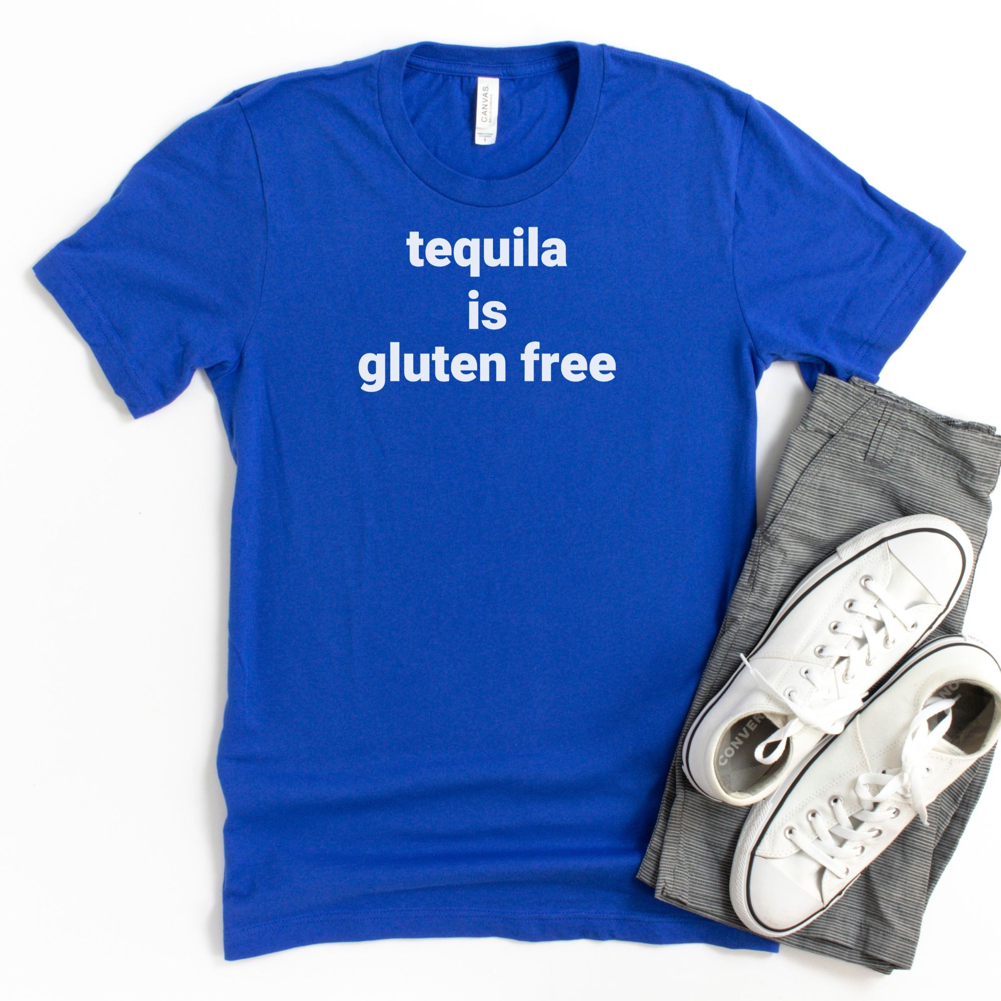 SHIRTS-2024-Tequila-is-Gluten-Free-Shirt-BLUE-1-Bella-3001-Mens