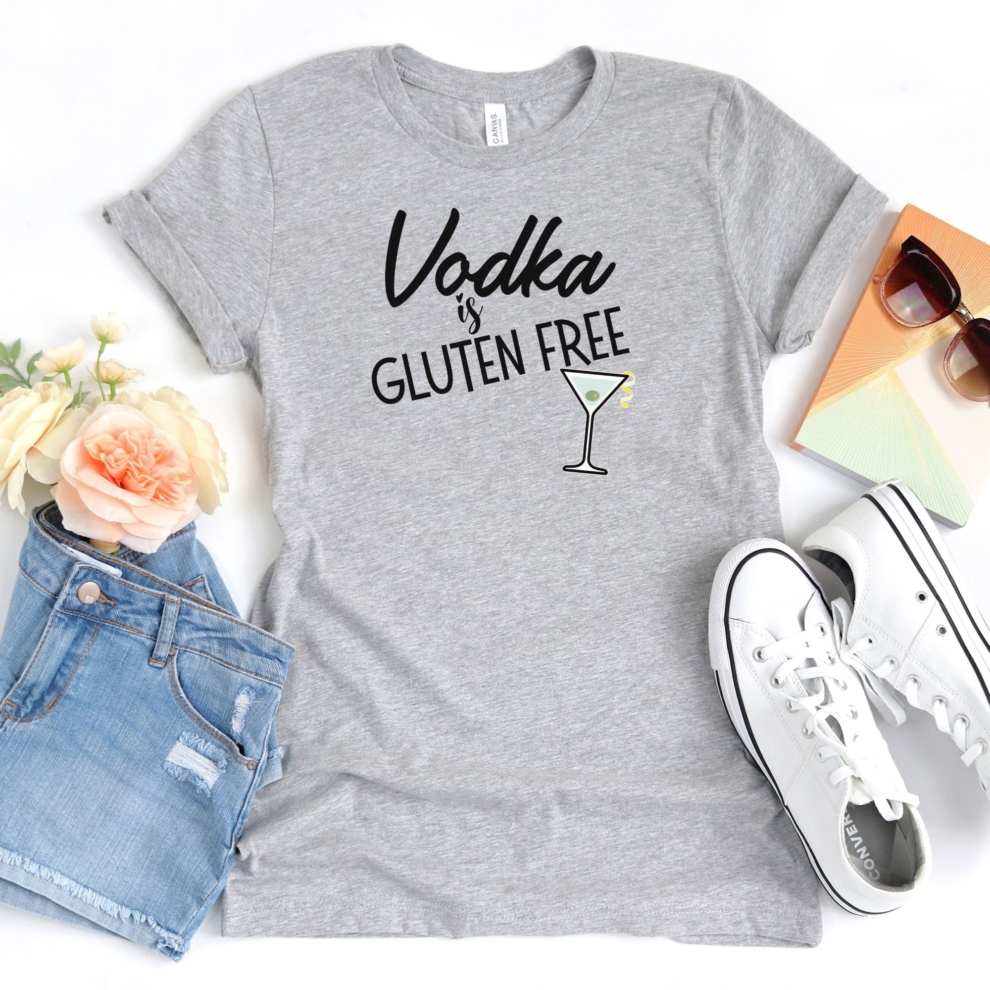 SHIRTS-2024-Vodka-is-Gluten-Free-Shirt-LIGHT-GREY-A-Heather-1-Bella-3001-Womens