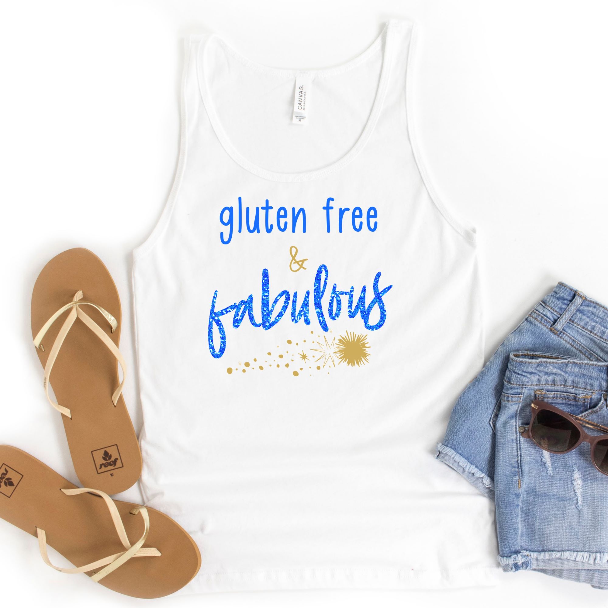 TANKS-2024-Gluten-Free-And-Fabulous-Tank-WHITE-1-Bella-3480-Womens