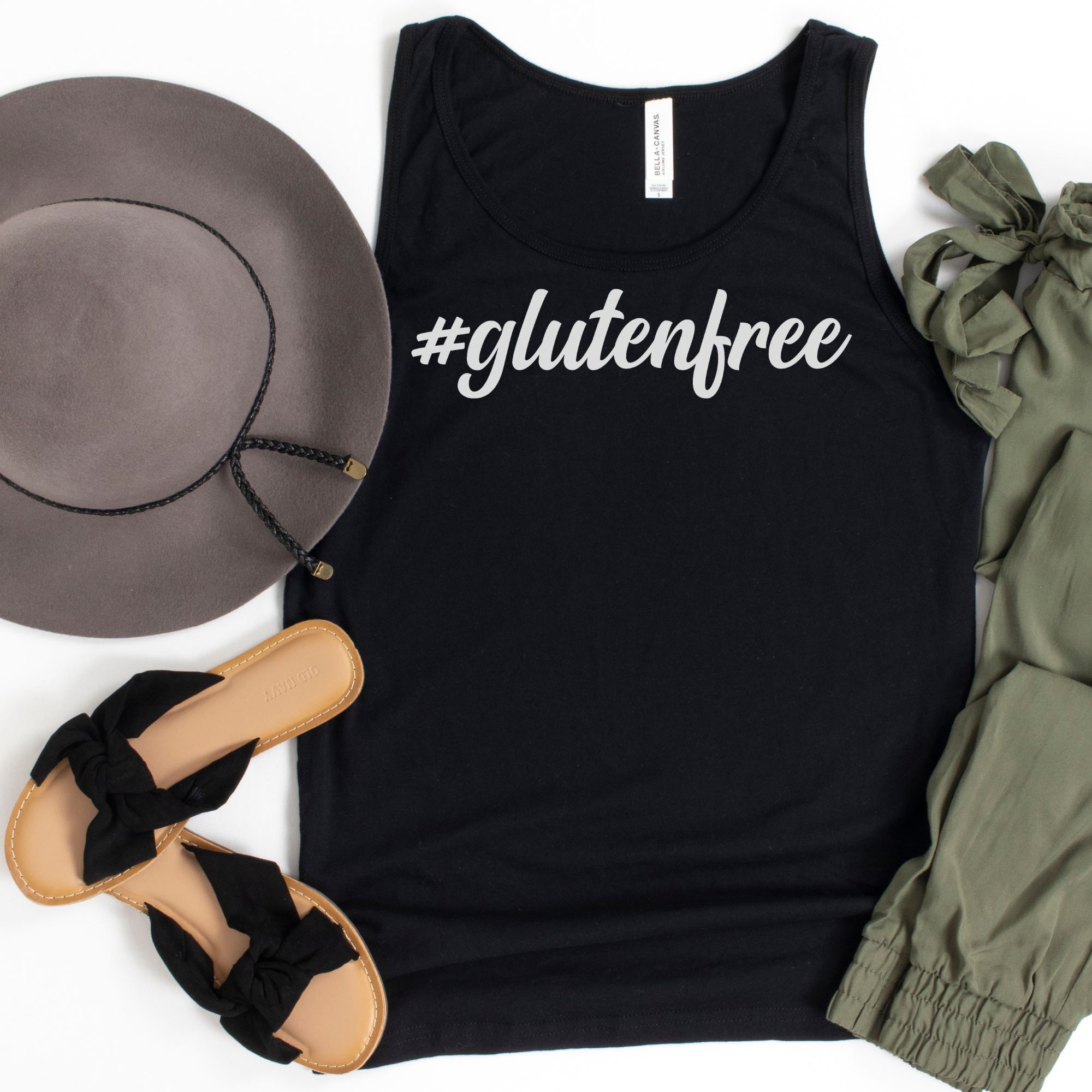 TANKS-2024-Hashtag-Gluten-Free-Tank-BLACK-1-Bella-3480-Womens