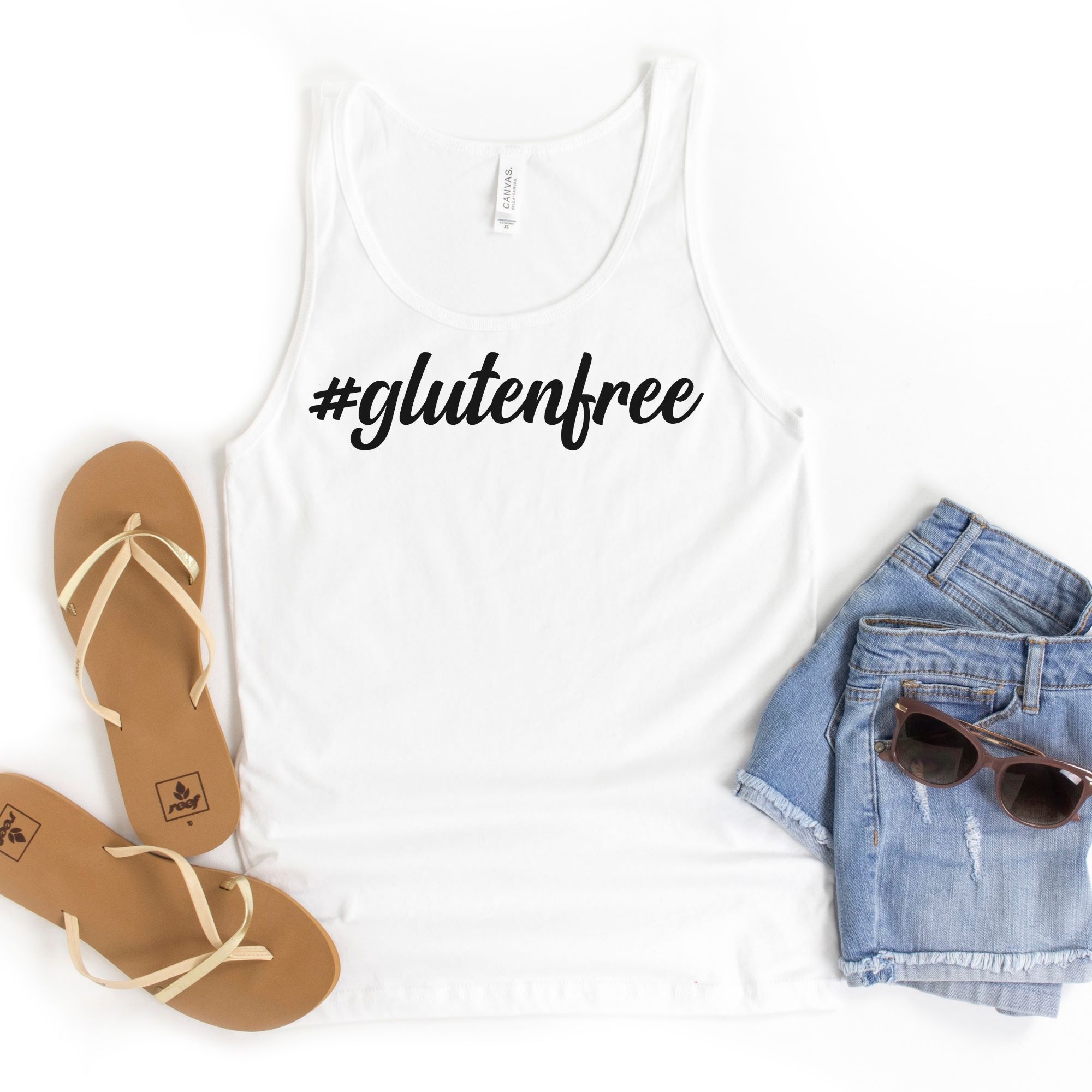 TANKS-2024-Hashtag-Gluten-Free-Tank-WHITE-1-Bella-3480-Womens