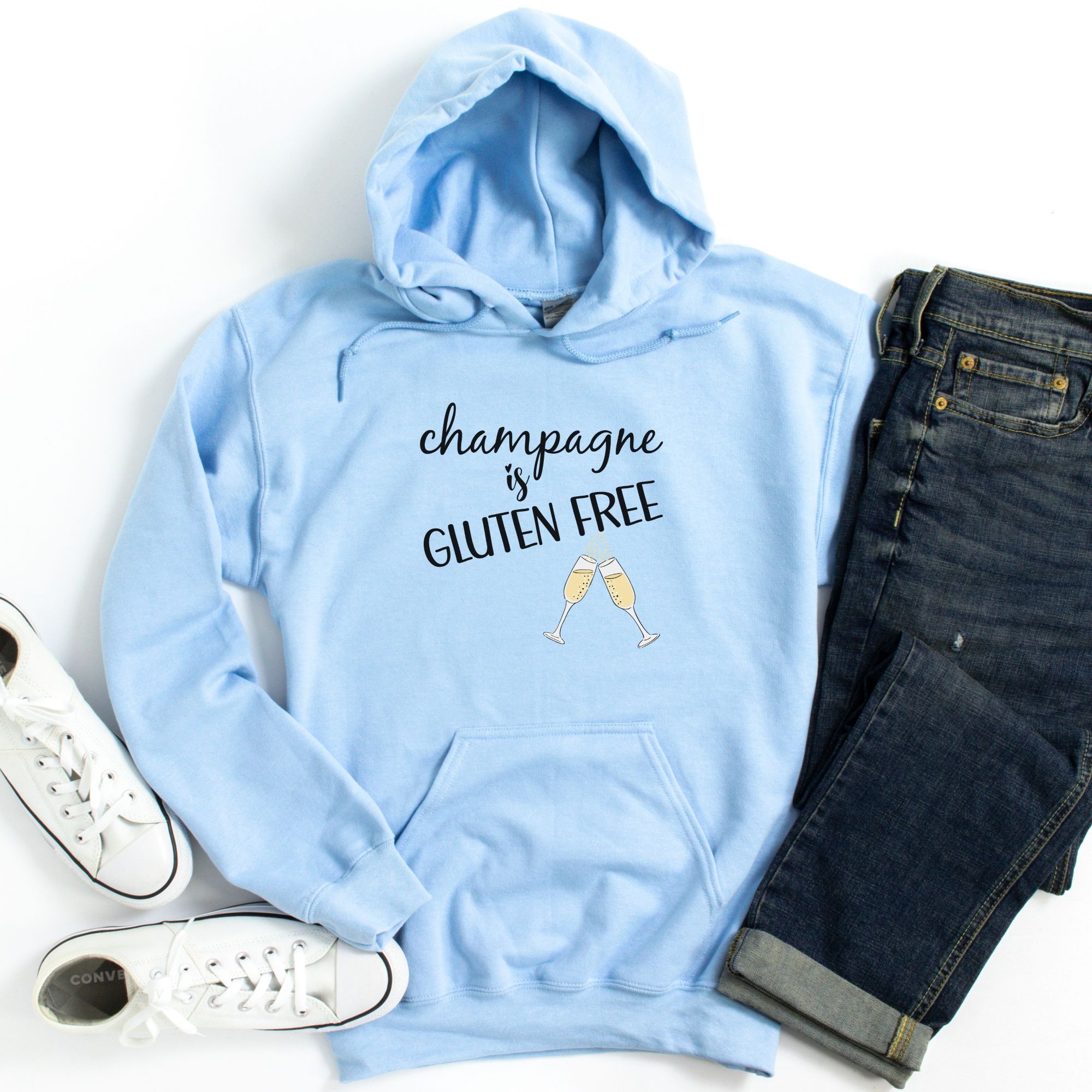 HOODIES-2024-Champagne-is-Gluten-Free-Hoodie-BLUE-1-Gildan-18500-Womens