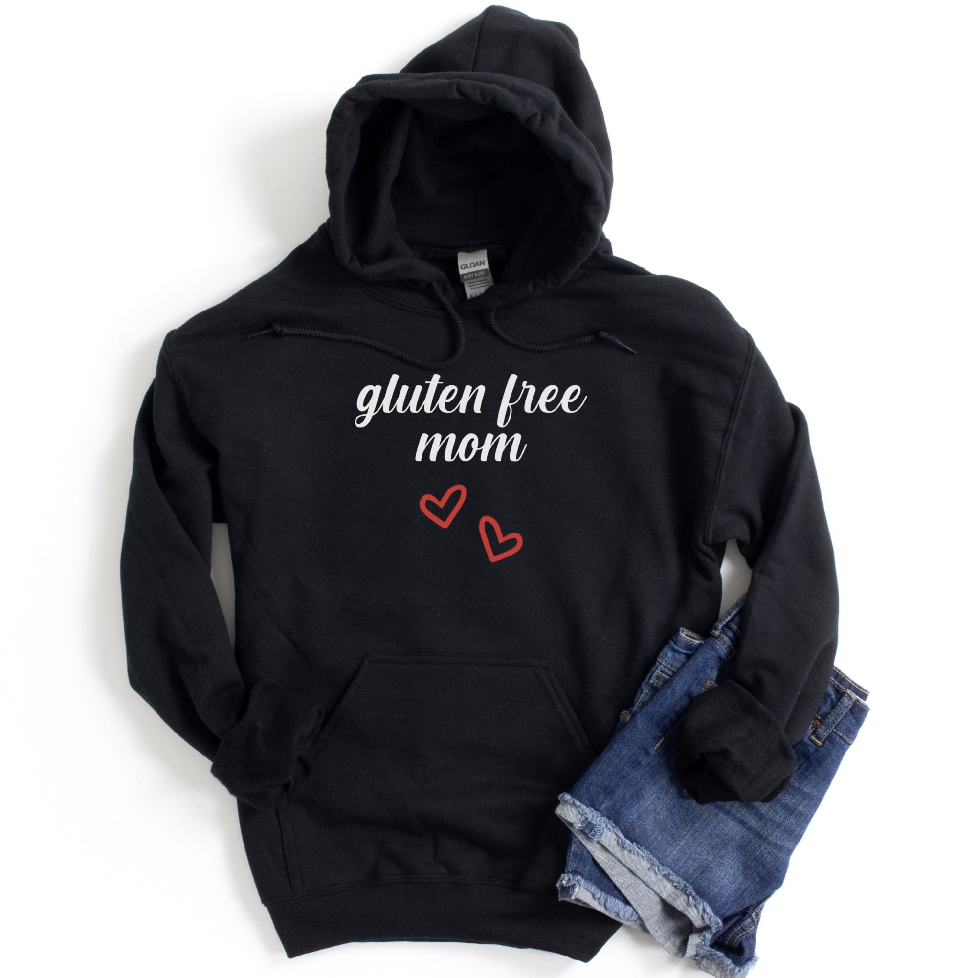 HOODIES-2024-Gluten-Free-Mom-Hoodie-BLACK-1-Gildan-18500-Womens
