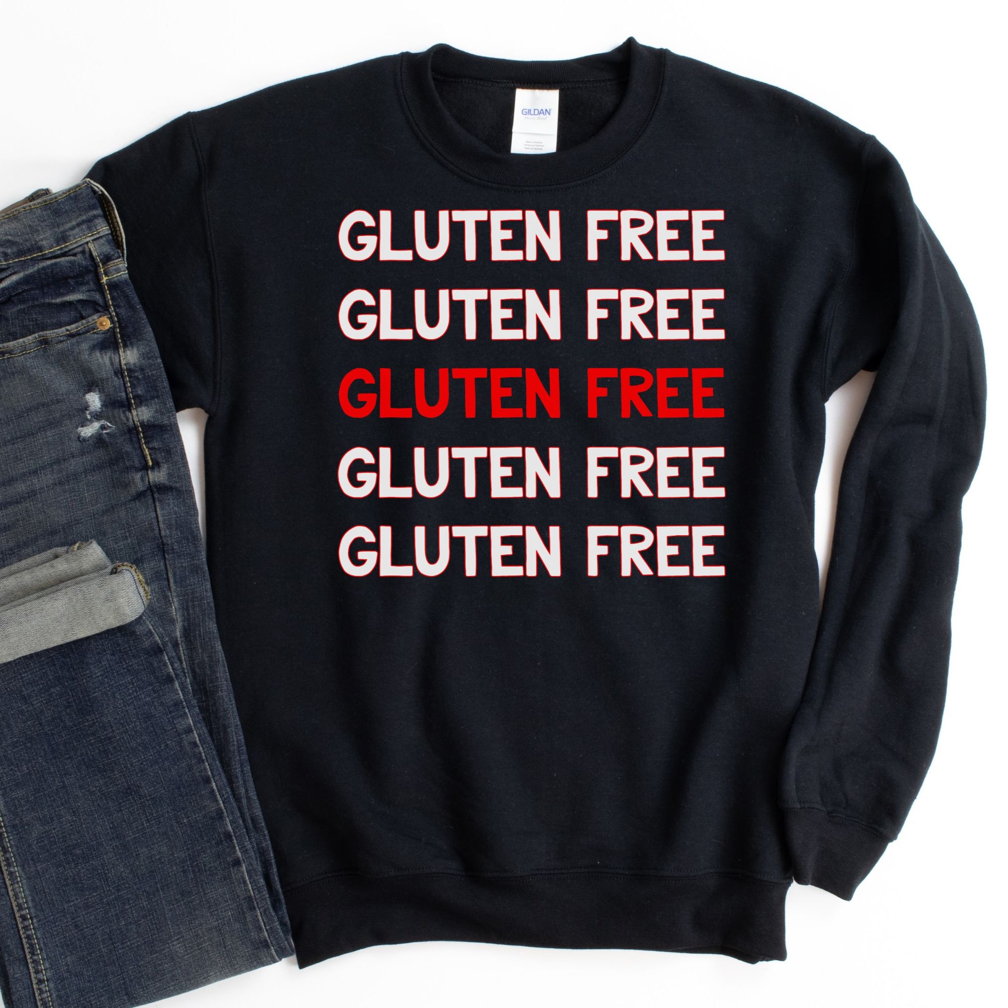 JUMPERS-2024-Gluten-Free-Repeat-Jumper-RED-and-WHITE-on-BLACK-1-Gildan-18000-Womens
