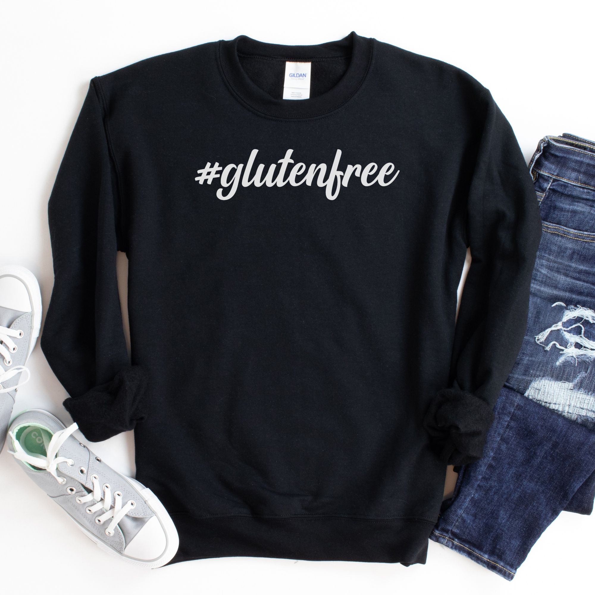 JUMPERS-2024-Hashtag-Gluten-Free-Jumper-BLACK-1-Gildan-18000-Womens