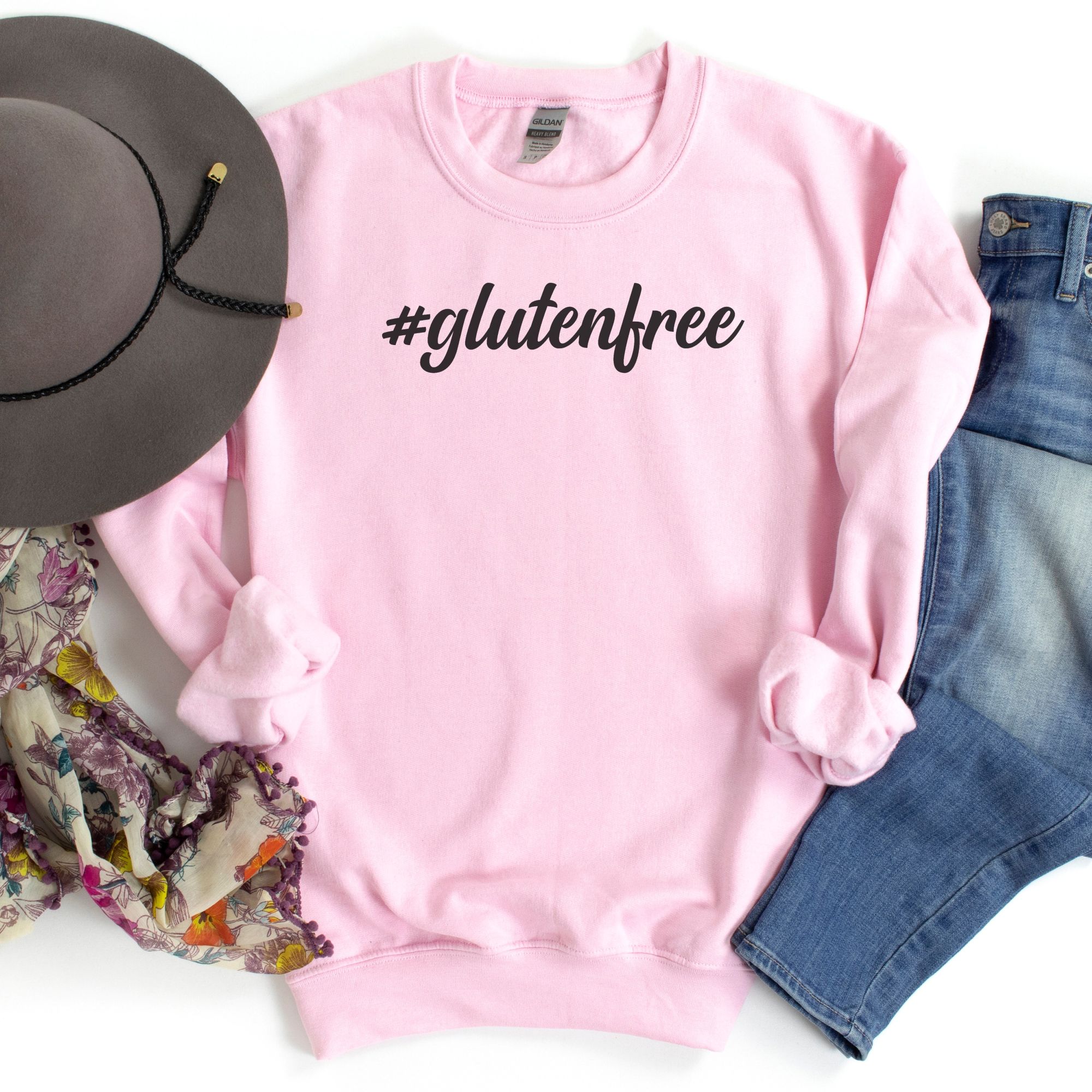 JUMPERS-2024-Hashtag-Gluten-Free-Jumper-PINK-1-Gildan-18000-Womens
