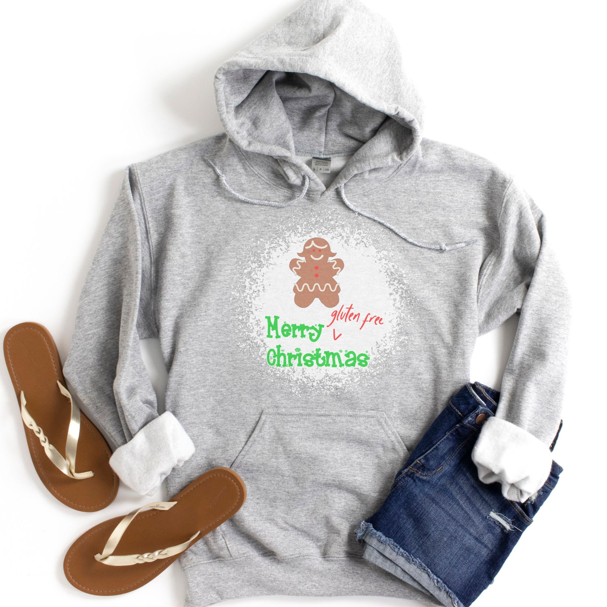 HOODIES-2024-Merry-Gluten-Free-Christmas-GINGERBREAD-GIRL-Hoodies-LIGHT-GREY-1-Gildan-18500-Womens
