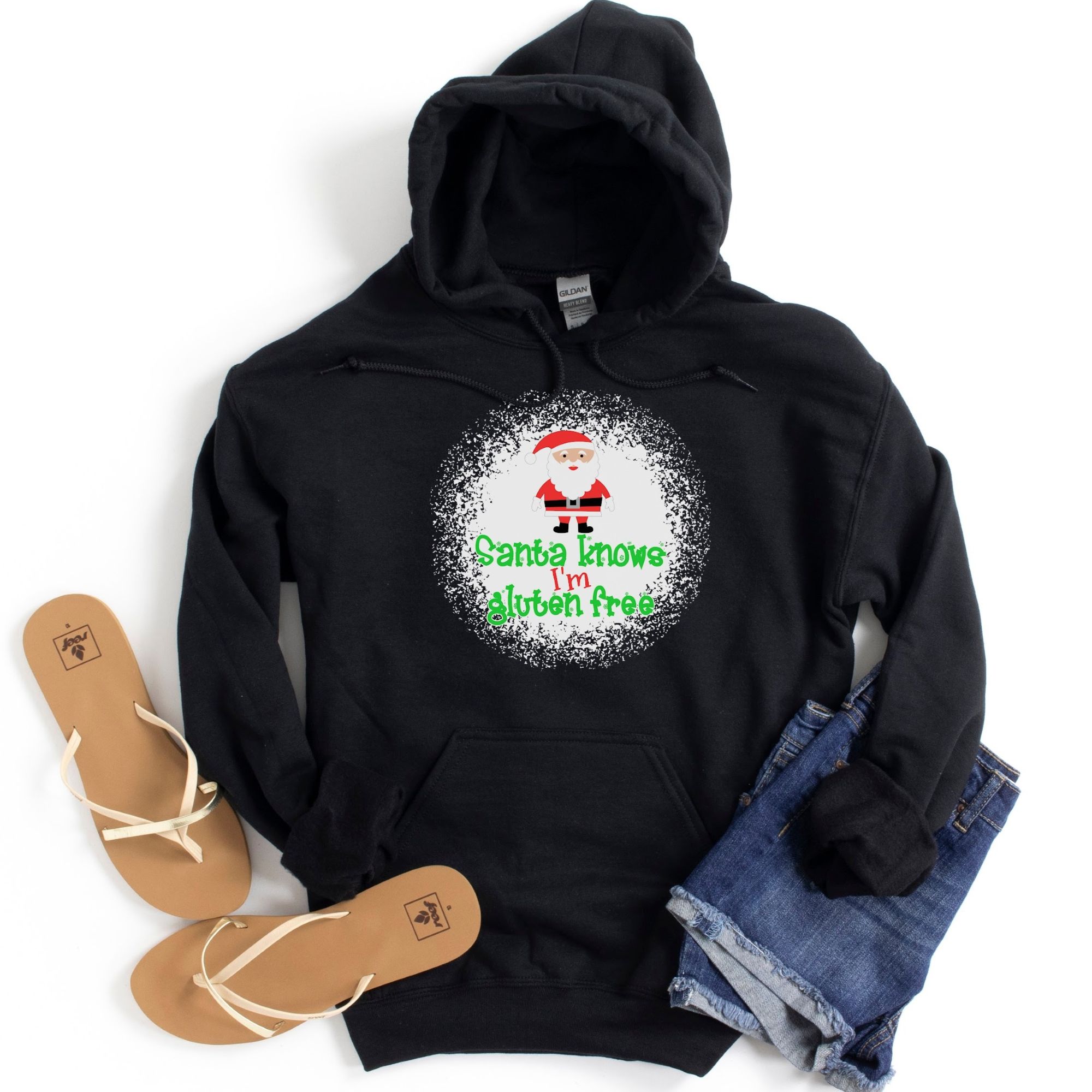 HOODIES-2024-Santa-Knows-Im-Gluten-Free-Christmas-Hoodie-BLACK-1-Gildan-18500-Womens