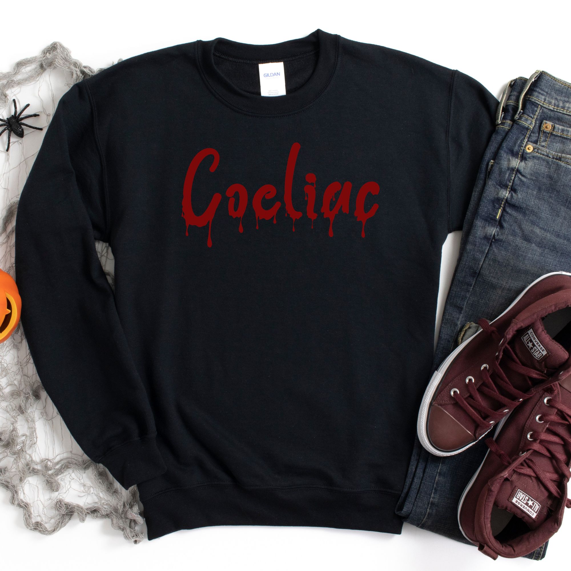 JUMPERS-2024-Coeliac-Halloween-Jumper-BLOOD-DRIP-BLACK-1-Gildan-18000-Mens