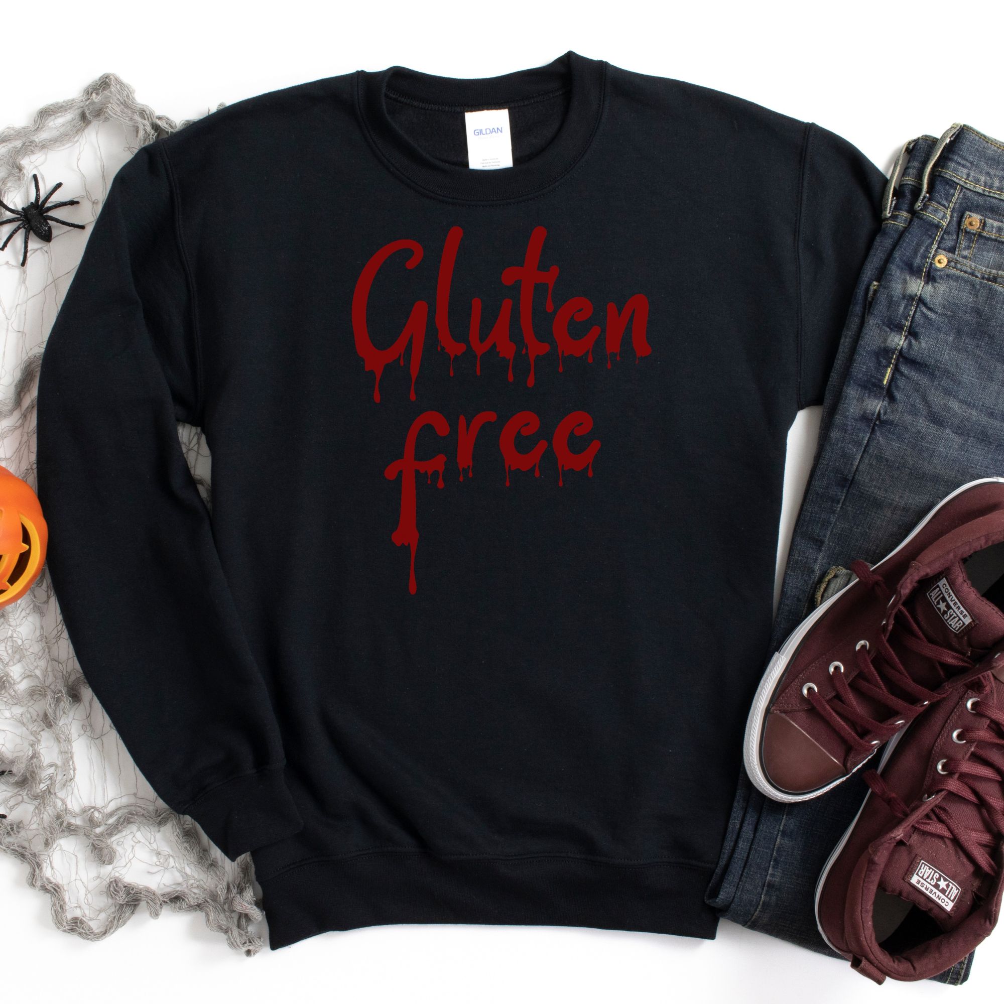 JUMPERS-2024-Gluten-Free-Halloween-Jumper-BLOOD-DRIP-BLACK-1-Gildan-18000-Mens
