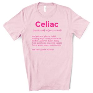 SHIRTS-2024-Celiac-Definition-Shirt-PINK-on-PINK-2-Bella-3001-Womens