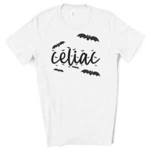 SHIRTS-2024-Celiac-Halloween-Shirt-BATS-WHITE-2-Bella-3001-Womens