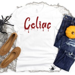 SHIRTS-2024-Celiac-Halloween-Shirt-BLOOD-DRIP-WHITE-1-Bella-3001-Womens