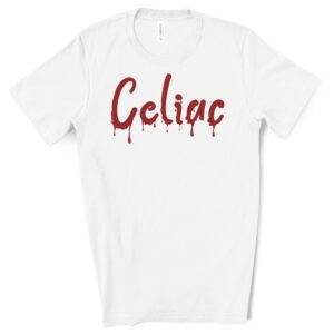 SHIRTS-2024-Celiac-Halloween-Shirt-BLOOD-DRIP-WHITE-2-Bella-3001-Womens