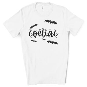 SHIRTS-2024-Coeliac-Halloween-Shirt-BATS-WHITE-2-Bella-3001-Womens