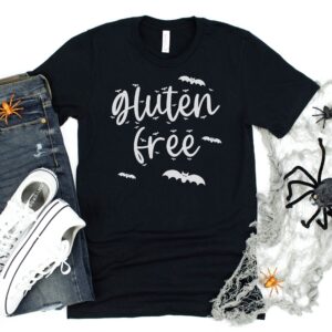 SHIRTS-2024-Gluten-Free-Halloween-Shirt-BATS-BLACK-1-Bella-3001-Mens