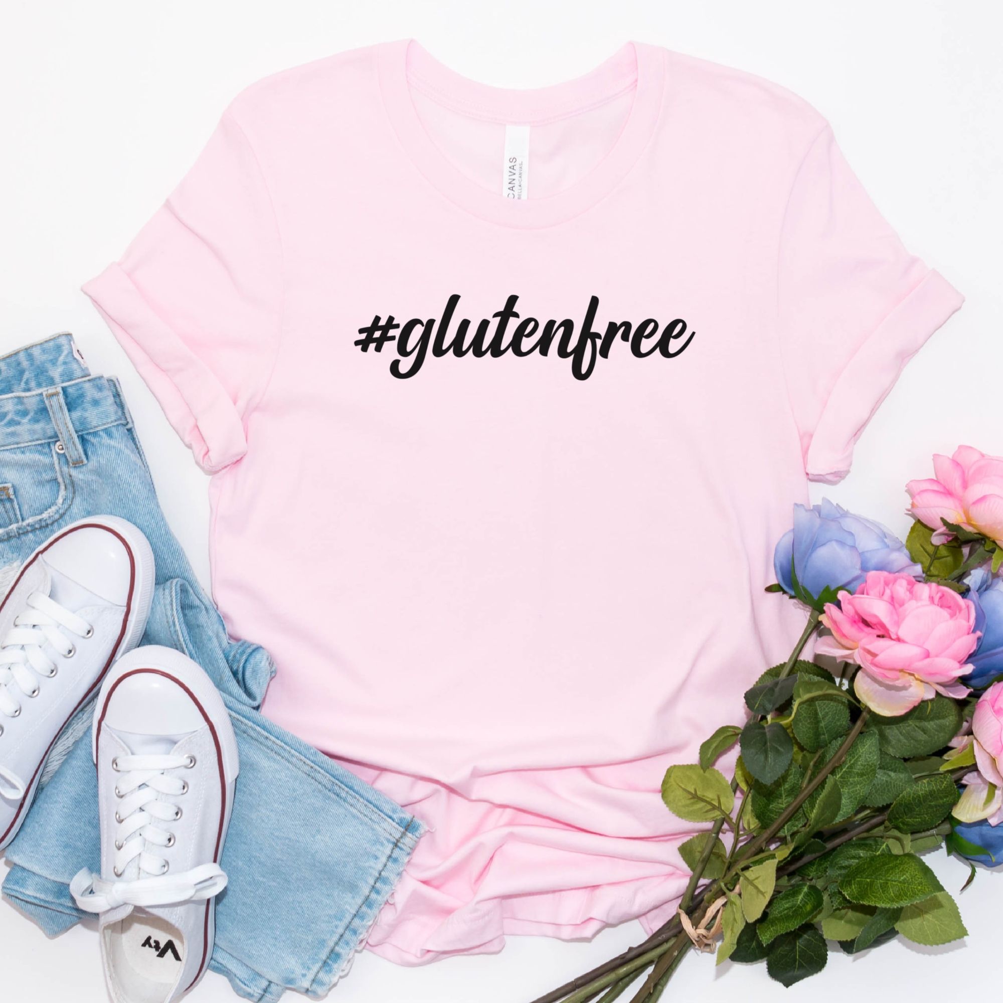 SHIRTS-2024-Hashtag-Gluten-Free-Shirt-PINK-1-Bella-3001-Womens