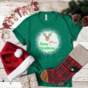 SHIRTS-2024-Merry-Gluten-Free-Christmas-REINDEER-Shirt-GREEN-1-Bella-3001-Womens
