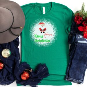 SHIRTS-2024-Merry-Gluten-Free-Christmas-SANTA-Shirt-GREEN-2-Bella-3001-Womens
