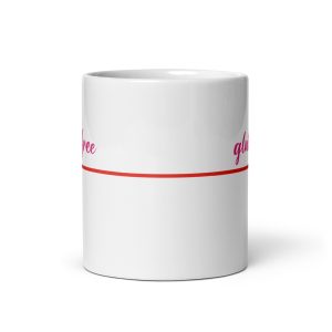 MUGS 2025 - Gluten Free Mug PINK TEXT & RED BOW no-handle