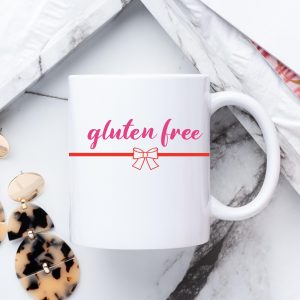 MUGS 2025 - Gluten Free Mug PINK TEXT & RED BOW