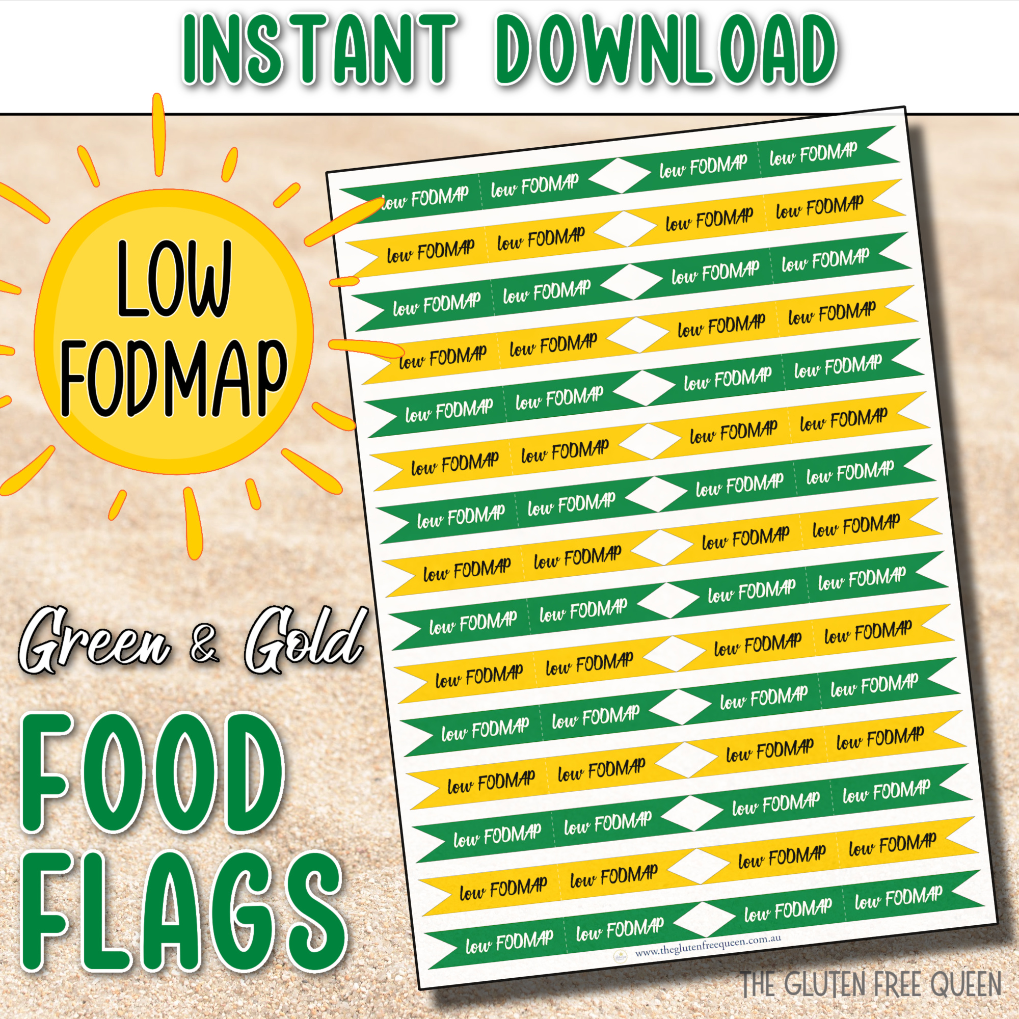 FOOD FLAGS 2026 - Low FODMAP - Green and Gold - MAIN IMAGE v3