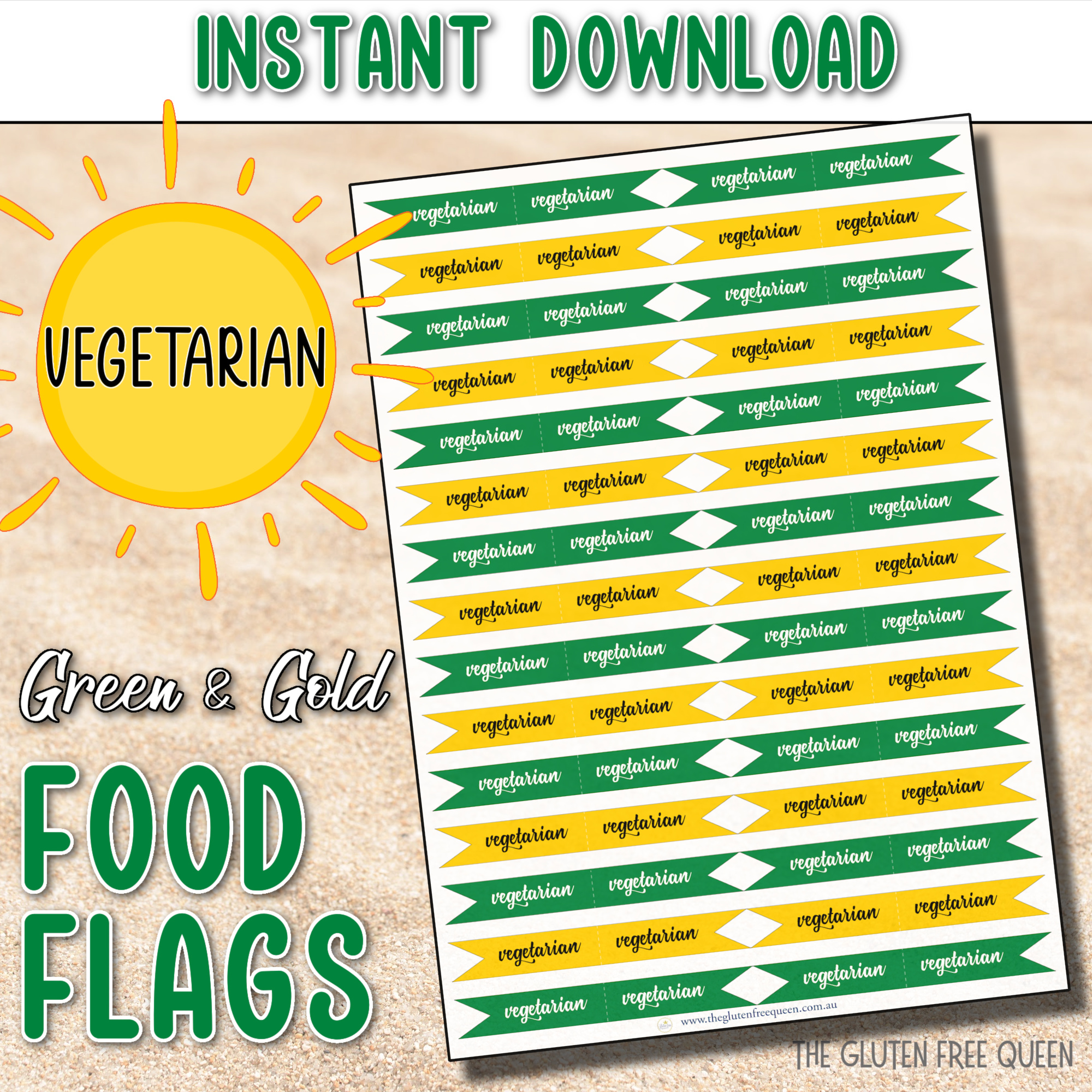 FOOD FLAGS 2026 - Vegetarian - Green and Gold - MAIN IMAGE v3